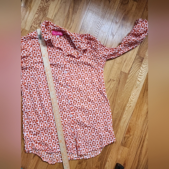 Mary Marshmallow long sleeve button geometric  Orange and White sizexl beach - Picture 8 of 9